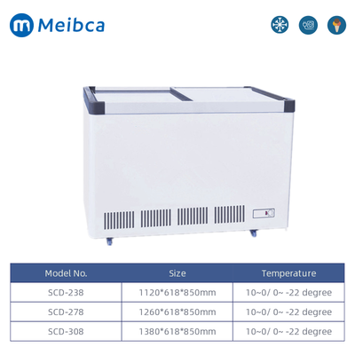 Congeladora Horizontal Tapa Vidrio Plano DUAL de hielo Pantalla