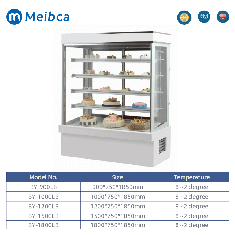 Nevera de escaparate de exhibición de tortas de pastelería de panadería